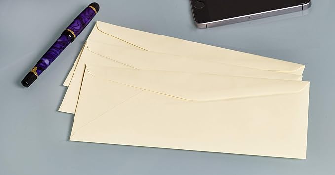 EnDoc #9 Colored Envelopes - 100 Pack - Cream Pastel Color 3 7/8 x 8 7/8 envelope, Letter Size, For Home, Offices, Holiday, Invoices and Mailings