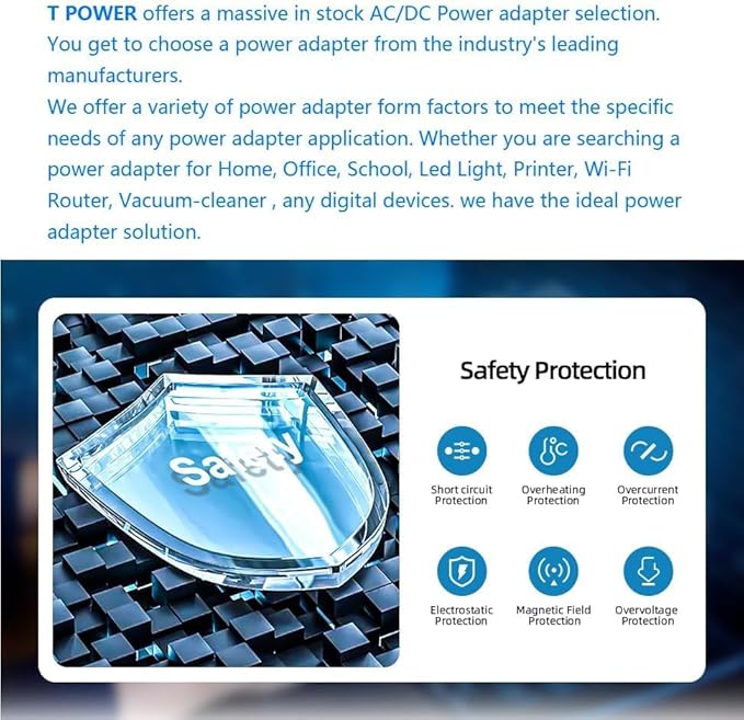 T POWER 24V Ac Dc Adapter for Rollo Model X1038 Label Printer & Nelko PL-70E-BT, MUNBYN NETUM JADENS P941 PAC090M 468BT LabelRange LP320 LP620 Label Maker Charger Power Supply Cord