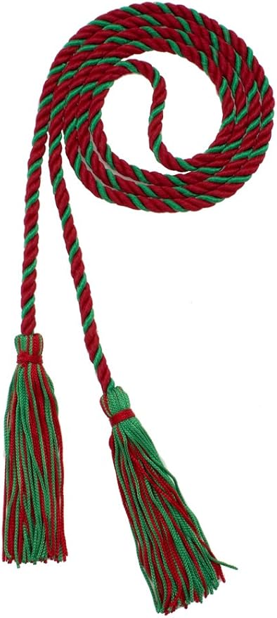 Tassel Depot Graduation Honor Cord - RED/Kelly - Every School Color Available - Made in USA