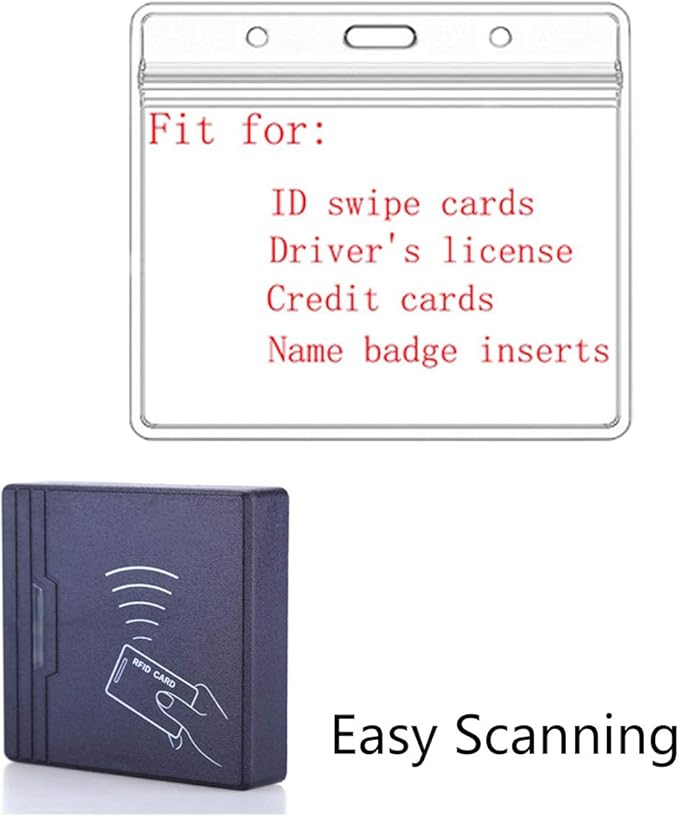 Extra Thick Horizontal ID Card Name Tag Badge Holder with Waterproof Type Resealable Zip (Holders, 100Packs)