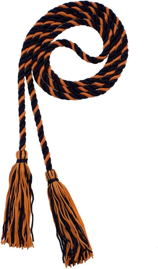 Tassel Depot Graduation Honor Cord - Navy/Orange - Every School Color Available - Made in USA