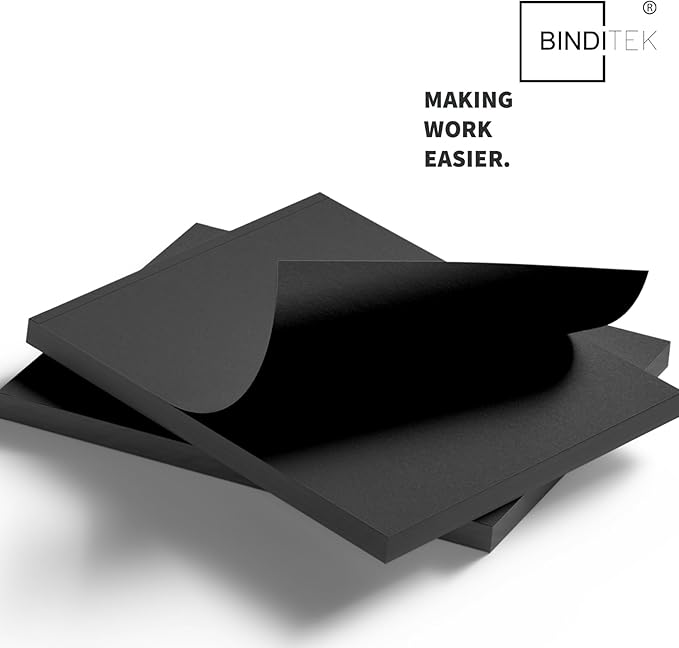 Binditek 50 Pack 16 Mil Sand-Textured Polycover, 11 x 17 Inches Binding Front and Back Covers, Lightly Textured Sand Finish, Heavyduty Binding Presentation Covers for Business Reports, Tabloid, Black