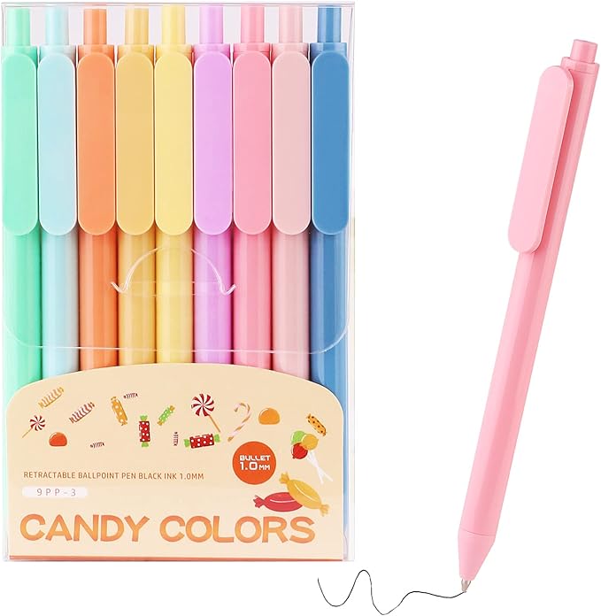 WY WENYUAN Cute Pens - Personalized, Glitter & Colorful for Women & Men, Smooth Writing, Black Ink, 1.0 mm Point, Note Taking