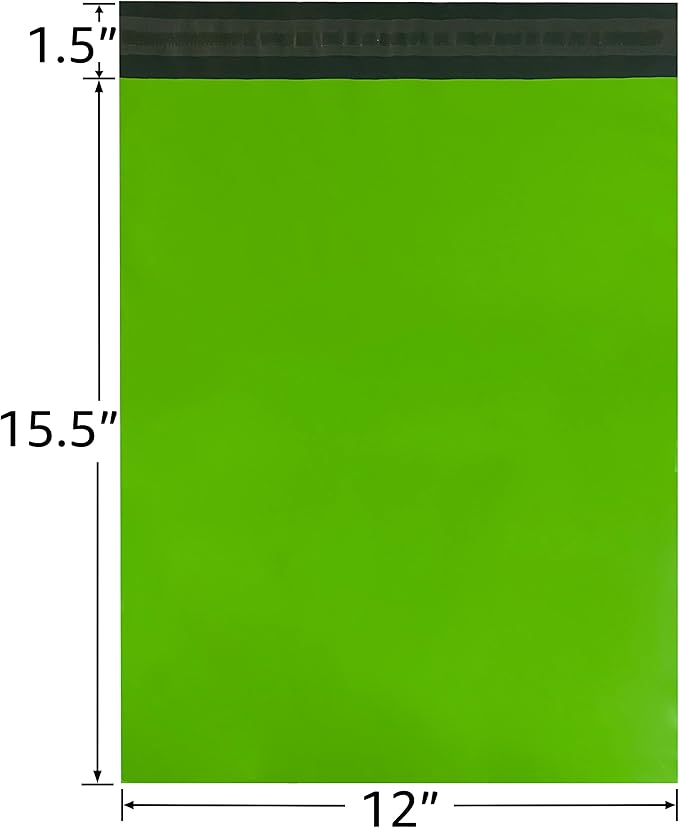 Colored Poly Mailers Pack of: Be creative with your packaging with Colored mailers (Green, 12" x 15.5" pack of 250)