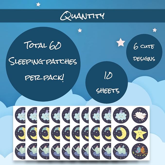 Sleep Patches for Kids and Adults - 60 Natural Essential Oils Sleep Aid Patches, Sleeping Patch for Kids & Adults, Sleep aid for Kids, Sleep Stickers, Sleeping Stickers, No Melatonin Sleep Aid