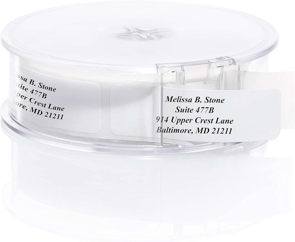 White Personalized Return Address Labels with Elegant Dispenser - Roll of 250 Custom Stickers