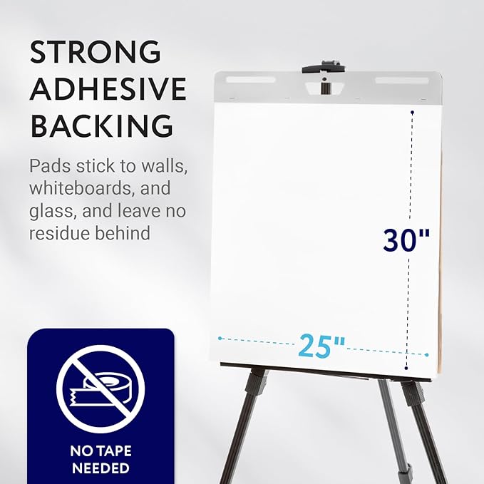 IMPRESA Large Sticky Easel Pads - 5 Pack (30 Sheets Per Pad) - Flip Charts for Classroom and Office - Sticks onto Walls and Whiteboards - White Premium Paper - No Residue (150 Sheets Total)