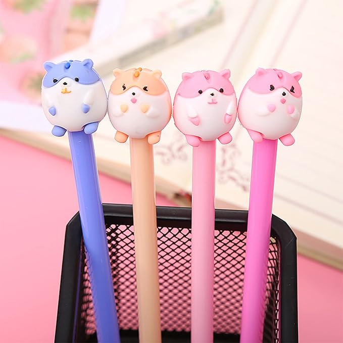 12 Pcs Cartoon Animal Pens, Kawaii School Supplies Pens Cute Cartoon Gel Ink Pens Boys Girls Cute Pens Suitable for Writing, Gifts for Children Teachers, Black Refill Pen Cap Rotate To Pull Out