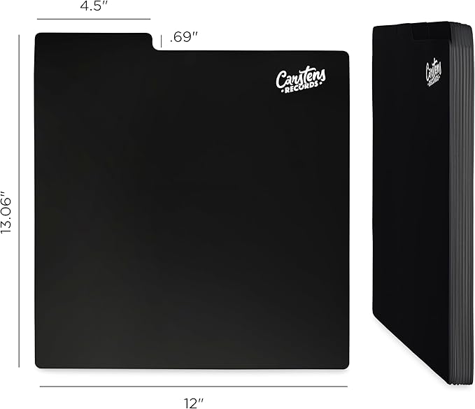 Heavy Duty Vinyl Record Dividers | 12" LP Record Dividers with Tabs | Pack of 32 Vinyl Record Separators| Black | Made in The USA | Vinyl Record Organizer Tabs | Personalizable