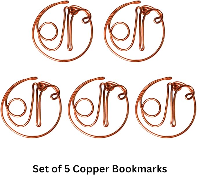 Personalized Initial Copper Bookmark, Set of 5, Handmade Copper Gift for Her, Him, Couple on Birthday, Wedding Anniversary, Alphabet Bookmark (N)