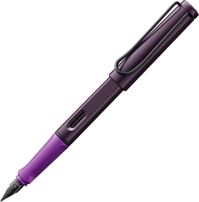 LAMY safari violet-blackberry - Fountain Pen with ergonomic grip & polished steel nib in size F - ideal for any Writing & Calligraphy - including LAMY T 10 blue cartridge - Right-Handed