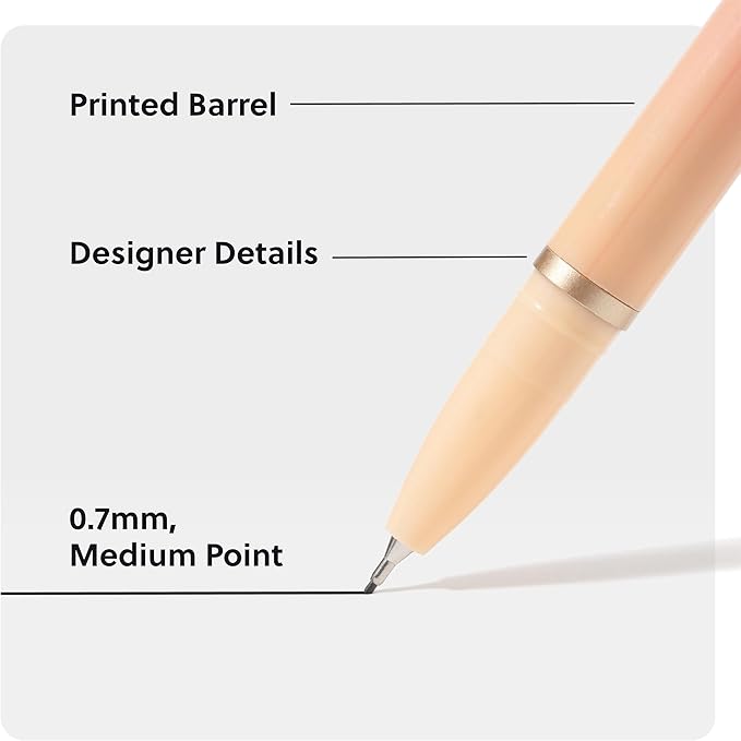 U Brands Catalina Felt Tip Pens, Set of 6, Lucent Dreams, Gold Details, Medium (0.7 mm) Point, Black Ink