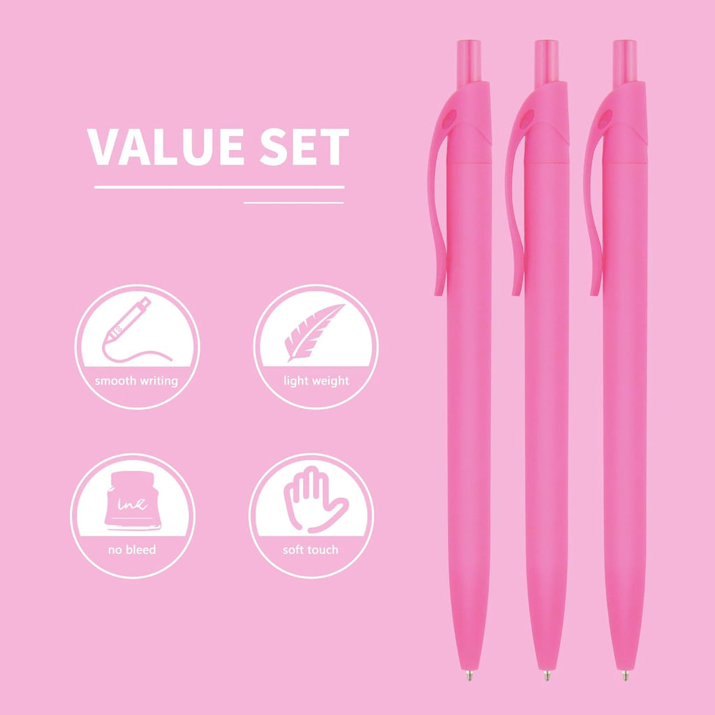 deegtran Pens Bulk, 50 Pack No Bleed Click Pens, Wholesale Retractable Ballpoint Pens, Pen Medium Point, Smooth Ink Pen, 1.0MM Pink Ink