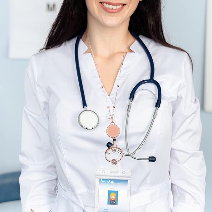 Lanyards for Id Badges 3 Pack Badge Lanyard with 6 Pcs Id Badge Holder Retractable Stainless Steel Teacher Lanyards Cruise Ship Lanyards for Girl Women (Silver, Gold, Rose Gold)