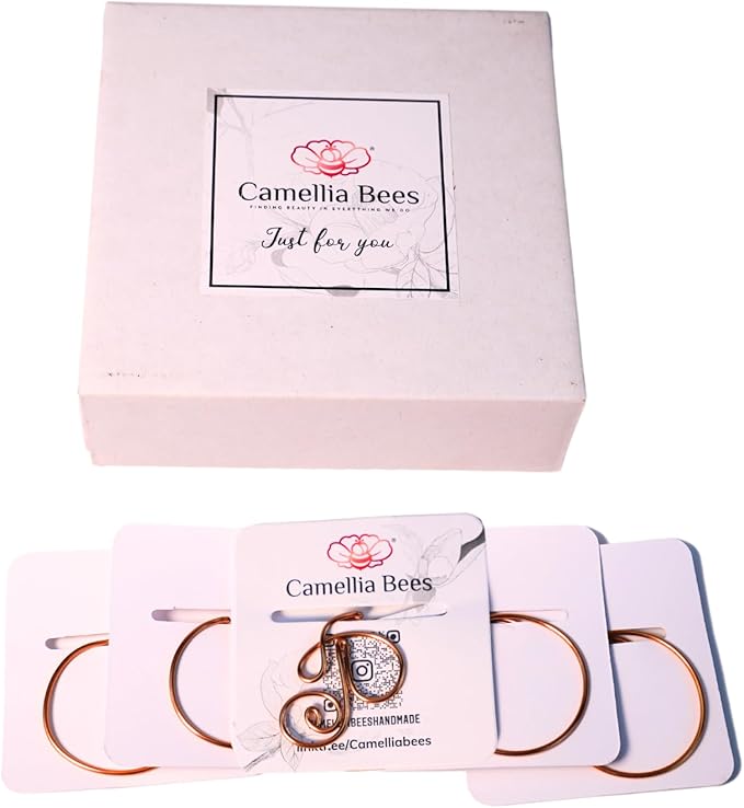 Personalized Initial Copper Bookmark, Set of 5, Handmade Copper Gift for Her, Him, Couple on Birthday, Wedding Anniversary, Alphabet Bookmark (P)