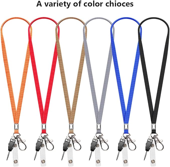 60 Pack Neck Lanyard with ID Badge Holder, Office Strap Bulk Lanyards, Stainless Metal Swivel Hook for Name Tag, Badge Holders, Keychains, Card, Black