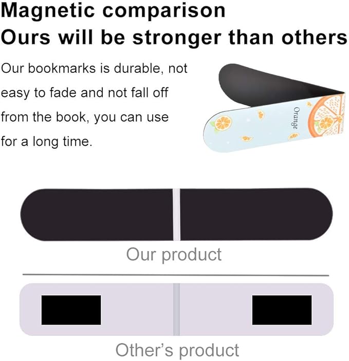 30 Pieces Cute Magnetic Bookmarks for Women/Men, Dual Sided Rainbow Film Laminated Book Markers for Girls, Funny Magnetic Bookmarks for Kids, Book Marks Bulk Page Clip Reading Giveaways (Fruit)