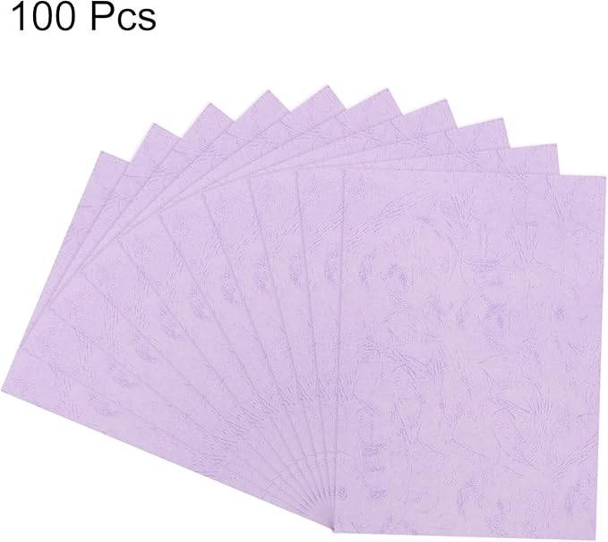 MECCANIXITY 100pcs A4 8-1/2 x 11.5 Inch Presentation Binding Covers Letter Size Leather Textured Grain Paper Un-Punched for Business Reports, Pale Purple