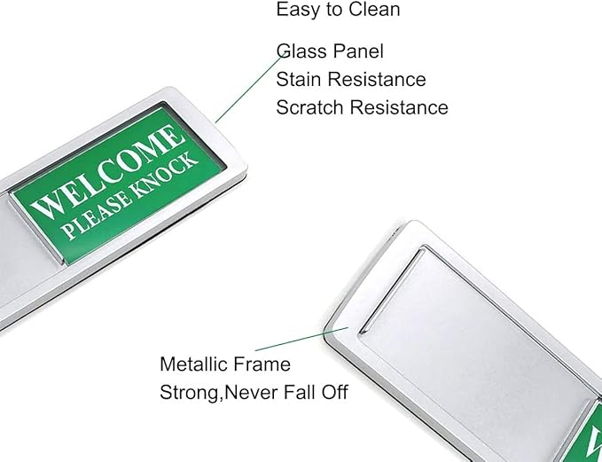 Do Not Disturb Sign, Privacy Door Sign, Please Knock Sign for Home Office Restroom Conference Hospital Hotel, Non-Scratch Magnetic Slider Door Indicator Signs, 7"×2" - Silver