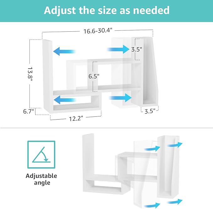 Desktop File Organizer Desk Organizer Shelf - White Office Organization Shelves for Top of Desk Organizers and Accessories Corner Bookshelf Table Top Shelving Small Hutch Decorations for Women Office