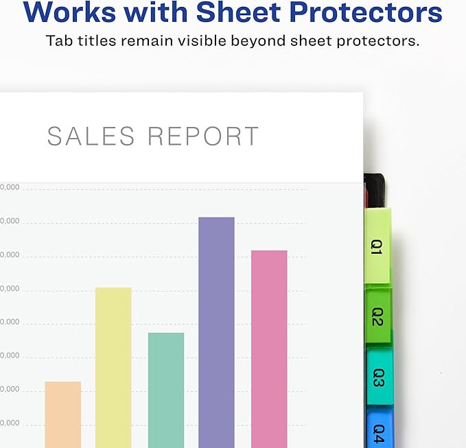 Avery Dividers for 3 Ring Binders, 8-Tab Sets, Two-Pocket Plastic Binder Dividers with Tabs, Multicolor, 1 Set (11907)