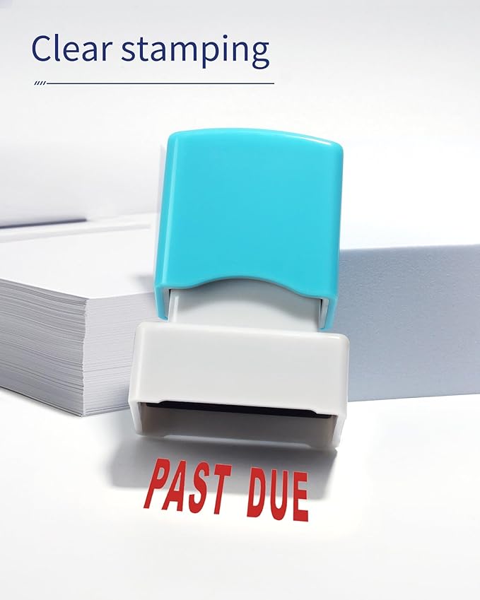 WAFJAMF Past Due Stamps–Self-Inking Rubber Office Stamp Red Ink Message Stamp-Medium