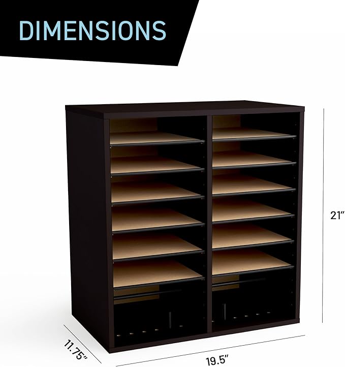 Safco Wooden Paper and Mail Organizer for Home Office and Classroom, Adjustable Shelves and Stackable