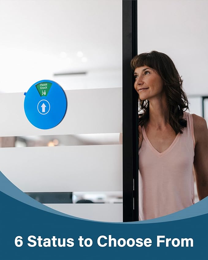 Out Of Office Sign for Door, 6 Options Status Private Sign, In a Meeting, Do Not Disturb, Working Remotely, In Out Sign Available and Away
