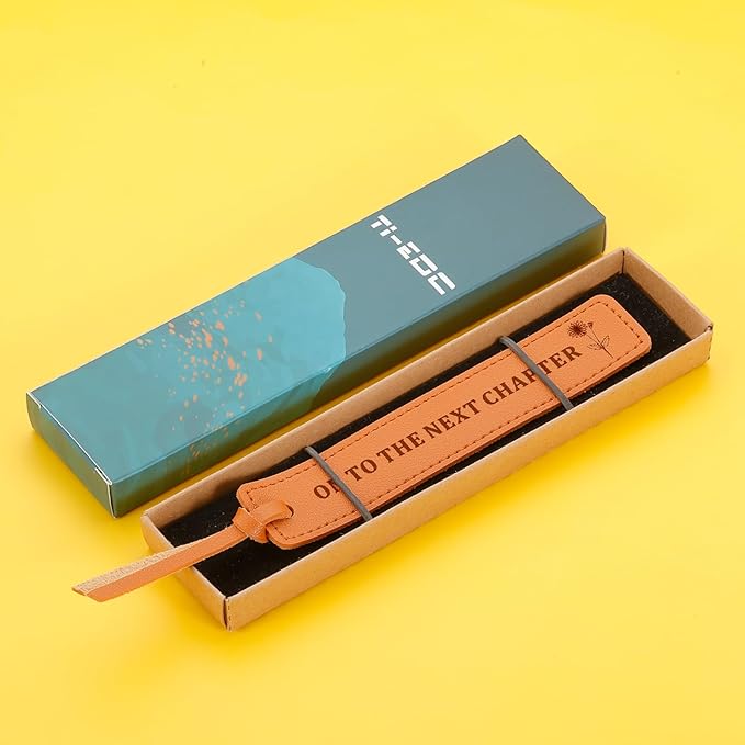 Leather Bookmark Retirement Gift for Women Bookmark Gift for Book Lovers Bookish Gifts On to The Next Chapter Graduation Wedding Leather Gifts for Woman Men Christmas Birthday Gifts for Him Her