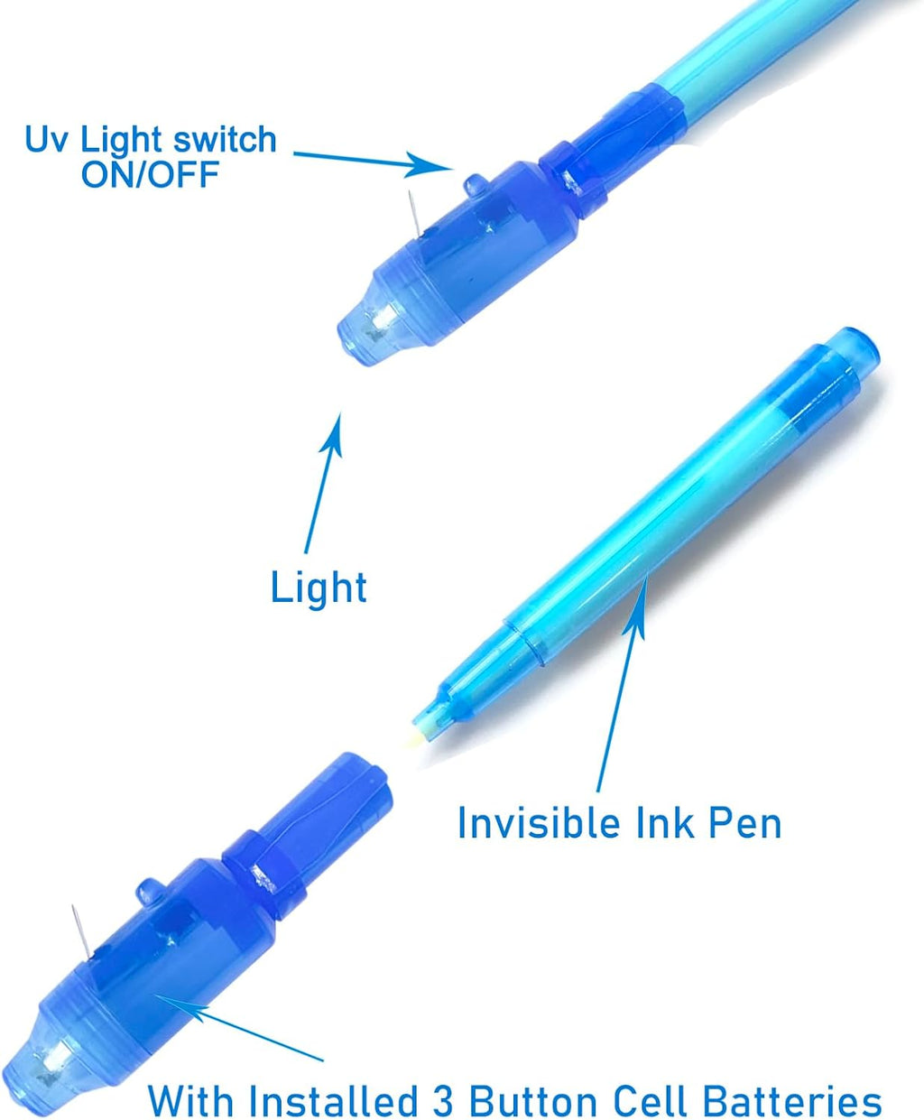 SCStyle Invisible Ink Pen 60Pcs Spy Pen with UV Black Light Magic Spy Marker Kid Pens for Secret Message and Birthday Party,Writing Secret Message for Easter Day Halloween Christmas Party Bag Gift