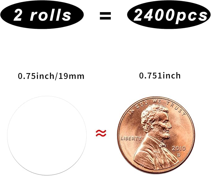 Dot Stickers,Pack of 2400 Round Color Coding Circle Dots Stickers Labels (3/4",Whtie)