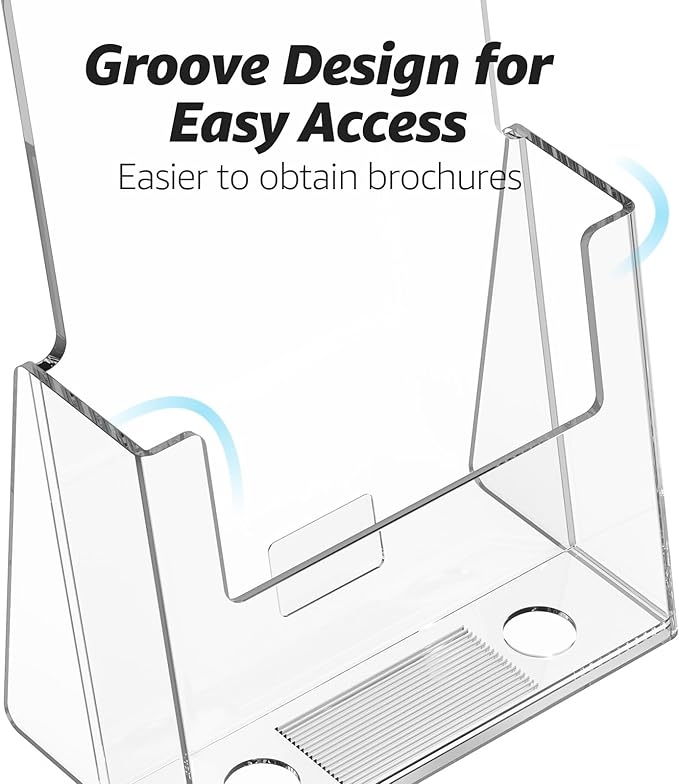 MaxGear Acrylic Brochure Holder 6 x 9 Inches, Clear Literature Holder Acrylic Countertop Organizer Plastic Flyer Display Stand Clear Bi-fold Magazine Holder for Pamphlet, Booklet, Menu, 2 Pack