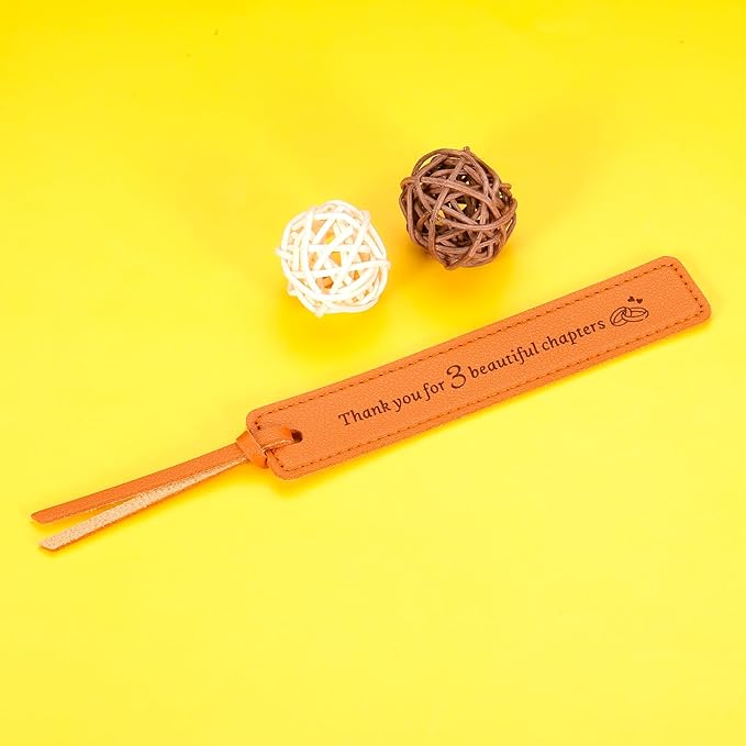 Leather Bookmark 3 Year Anniversary Wedding Gifts for Women Men Him Her 3rd Anniversary Gift for Husband Wife 3rd Anniversary Valentines Gift, Christmas Gift Ideas, Thank You for 3 Beautiful Chapters