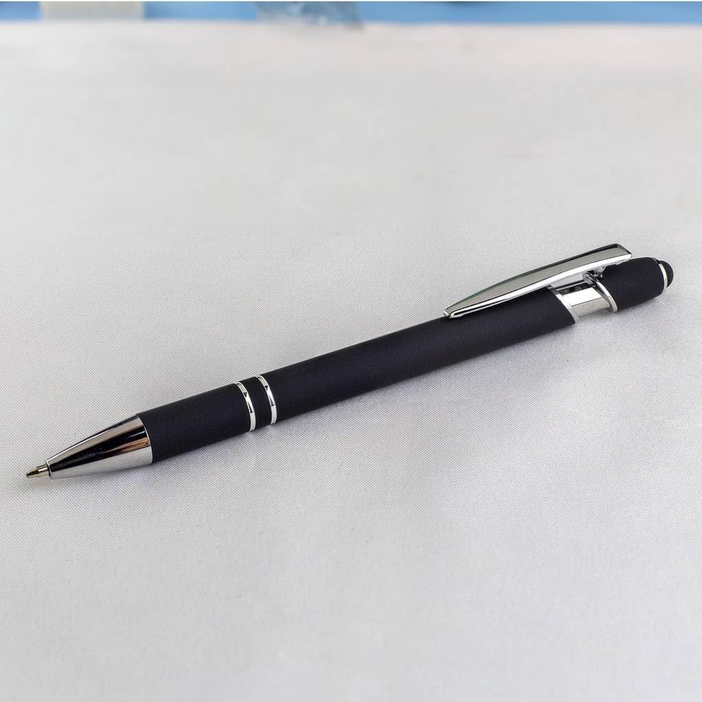 Wine Red Ballpoint Pens with Black Ink, 2-in-1 Stylus Tip, 1.0mm Medium Point, Matte Metal Barrel – 10-Pack for Office or School