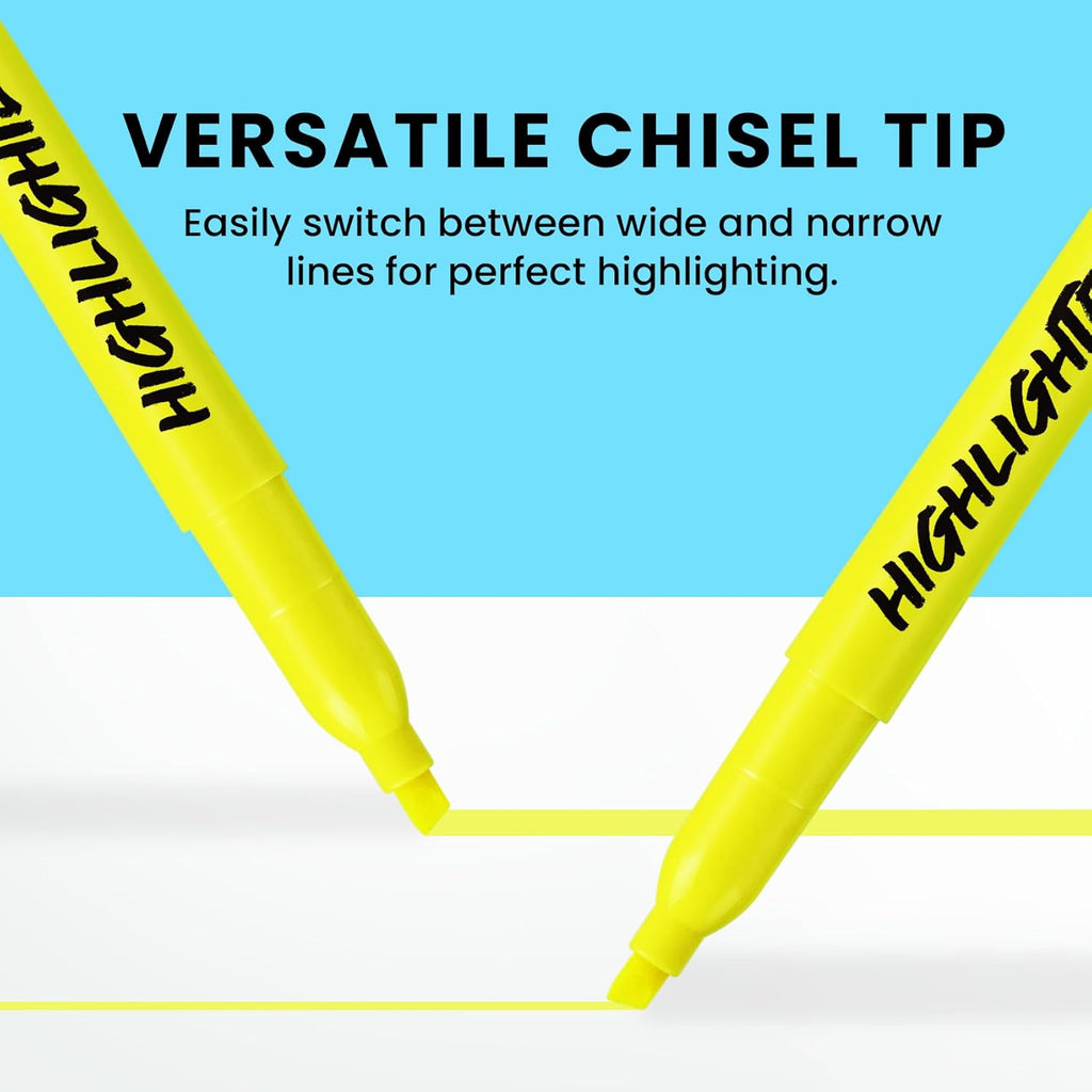 Taja 96 Pack Yellow Highlighters Bulk, Chisel Tip Highlighters Markers Set with No Bleed Ink, Perfect for School & Office Supplies