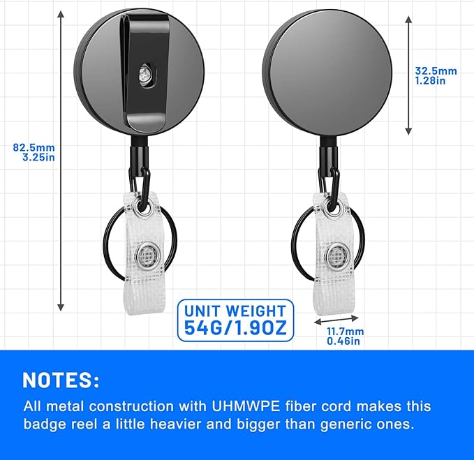 3 Pcs Heavy Duty Badge Reels Retractable Badge Holder, Selizo Metal Retractable Keychain Badge Reel ID Badge Holder Retractable with Belt Clip Key Ring for Key Name Card Holder