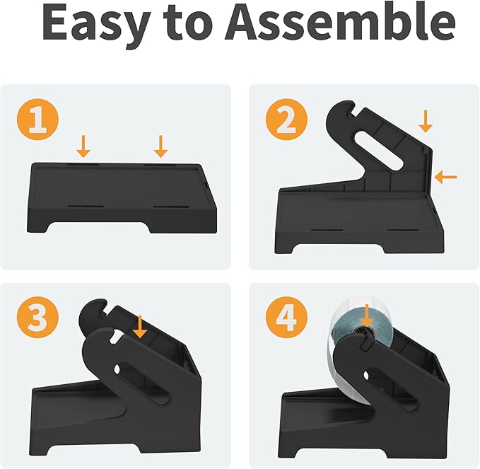 Guermok Thermal Shipping Label Holder for Rolls & Fan-Fold, Fragile Stickers for Shipping, Label Stand Desktop Printer Holder-Home Office Accessory-Sticker Dispenser for Holographic (Black)