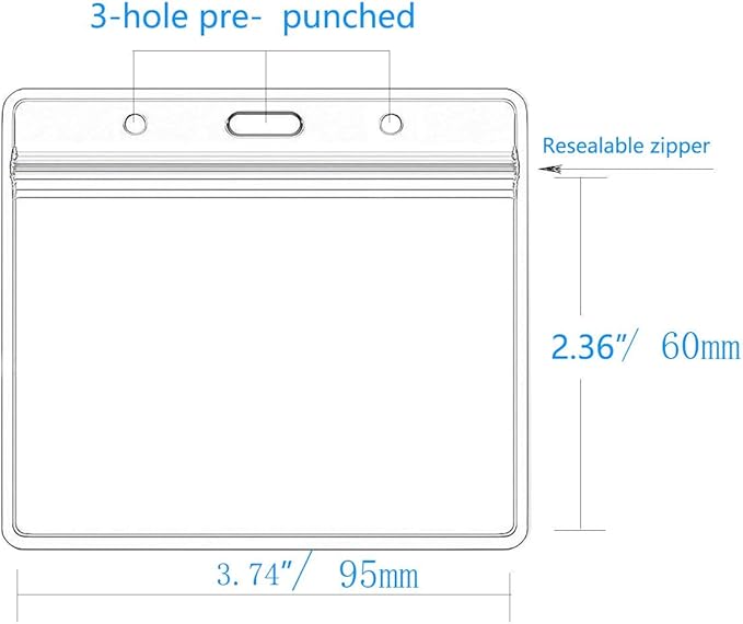 Extra Thick Horizontal ID Card Name Tag Badge Holder with Waterproof Type Resealable Zip (Holders with lanyards, 10Packs)