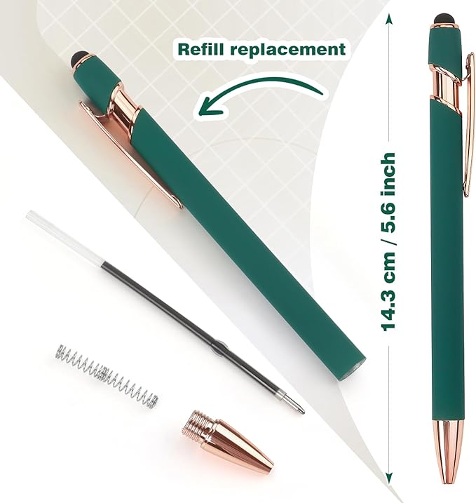 6 Pack Ballpoint Pen 2-in-1 Stylus Retractable Ballpoint Pen with Stylus tip, Metal Stylus Pen for Touch Screens, 1.0 mm Black Ink, 6 Different Color