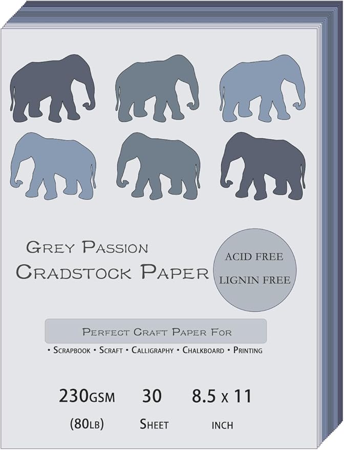 Black Grey Cardstock 8.5 x 11 Craft Paper Cover Stock- Gray Construction Art Scrapbook Paper 80lb for DIY Crafts, Embossing, Quilling, Cardmaking-30 Sheets
