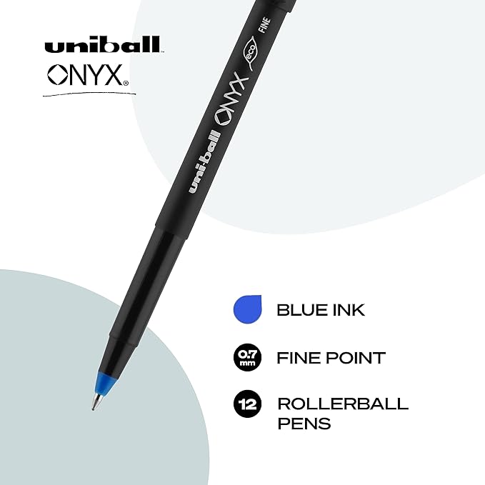 Uniball Onyx Rollerball Fine Point Gel Ink Pen Pack, Blue and Red, 0.7mm, 12 Count