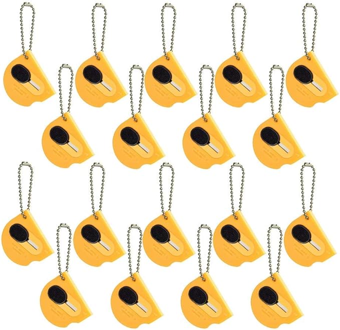 18 PCS Retractable Pocket Sized Utility Knives Box Cutter Letter Opener Handed Mini Cutter Keychain Knife Finger Friendly & Safe Package Opener(Yellow)