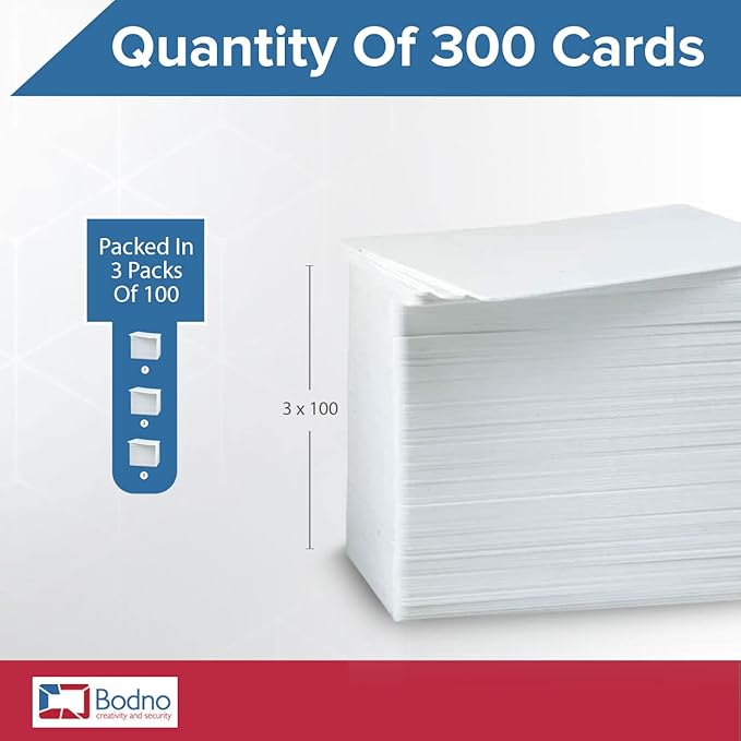 300 Pack - Bodno Premium CR80 30 Mil Graphic Quality PVC Cards