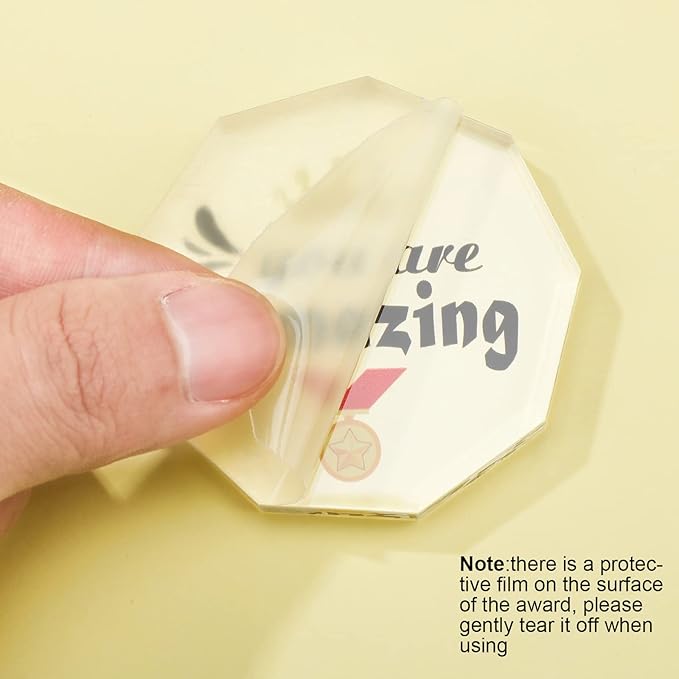 Janmercy 24 Pcs Appreciation Acrylic Award Trophies 6 Styles Employee Appreciation Gifts Bulk Plaques Personalized Engraved Fun Clear Cna Thank You Gift for Adults Office Party Decoration(Medal)