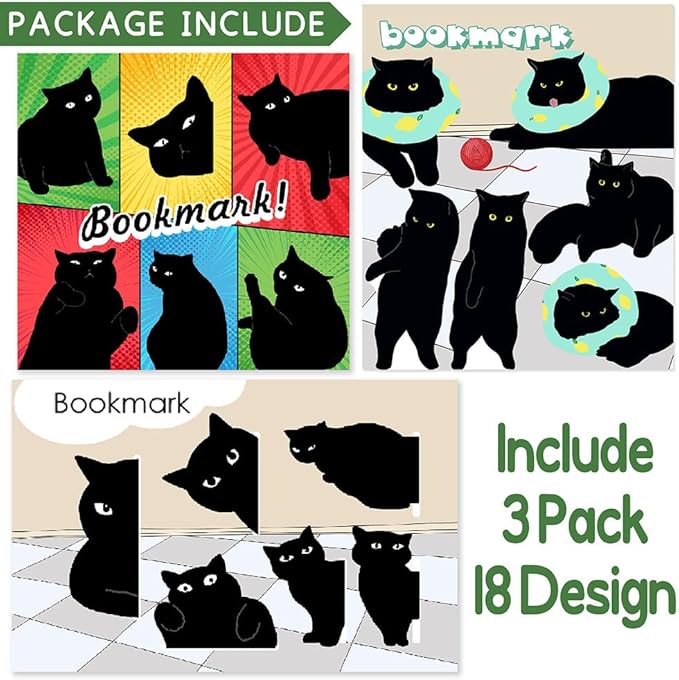 Magnetic Bookmarks - 18 Pieces Assorted Cute Book Markers Clip Set for Teachers Students Book Lovers Reading, for School Office Home Supplies, Kawaii Cat Magnet Page Markers