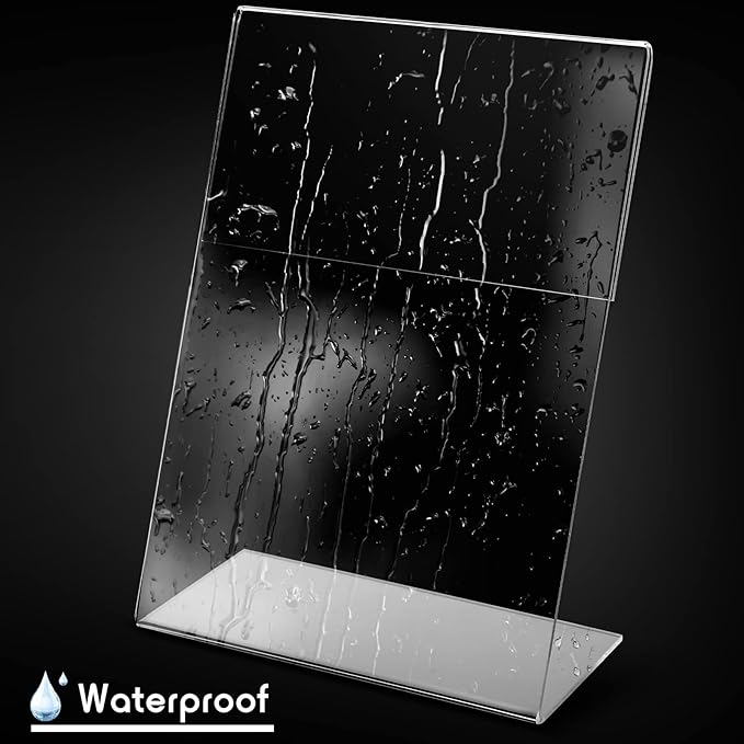 Vicenpal 5 x 7 Inch Acrylic Sign Holder Acrylic Picture Frames Plastic Picture Flyer Holder l Shaped Photo Frames Self Standing Desktop Table Signs for Office, Store, Restaurant, Horizontal(40 Pcs)