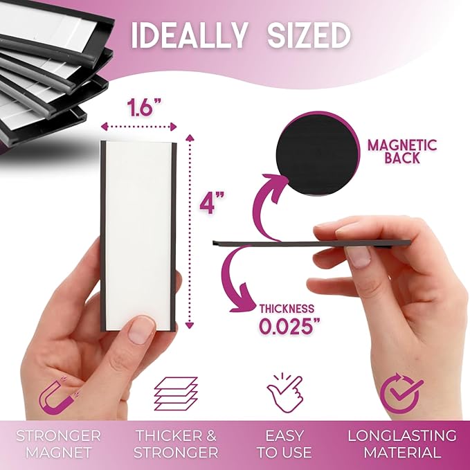 Availey 40 Pack Magnetic 'C' Channel Label Holders for Metal Racks and Shelves with Protective Films and Replacement Strips 4" x 1.6"