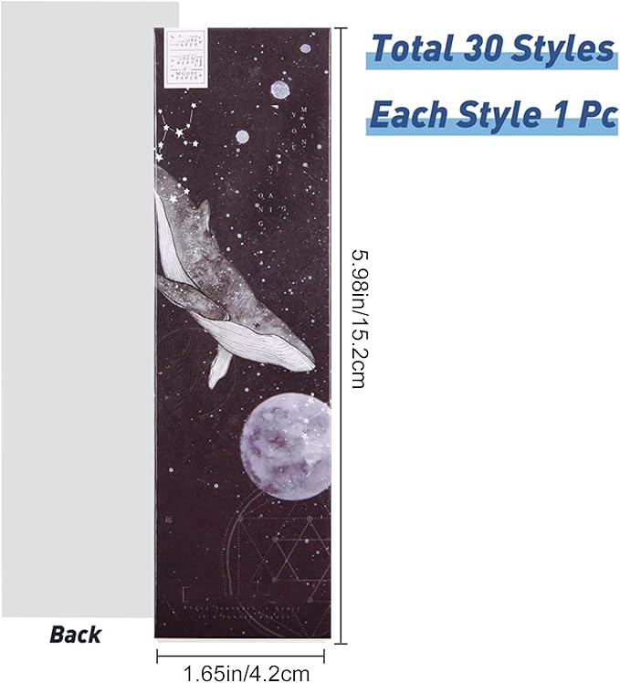 GORGECRAFT 1 Box 30PCS Bookmarks Aesthetic Galaxy Bookmarks Cool Space Starry Sky Bookmarks Vintage Style Clip in Bookmark Page Marker for Women Men Book Lovers Book Club Classroom Gift(Dark Blue)