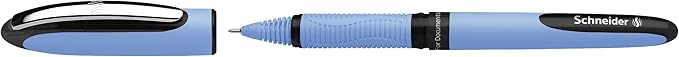 Schneider One Hybrid N Rollerball Pen, 0.5 mm Hybrid Needle Tip, Light Blue Barrel, Black Ink, Box of 10 Pens (183501)
