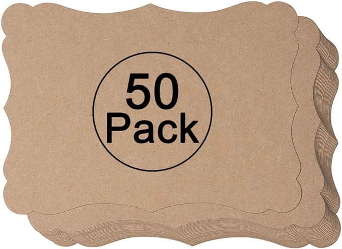 50 Pack Blank Kraft Cards Cardstock Thick Paper Brown Greeting Cards for DIY Gift Card Menus, Baby Shower and Wedding Invitations (Kraft Color, 5x7IN)